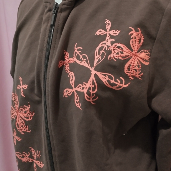 Y2K Brown Floral Oversized Hoodie (Medium) - Picture 5 of 6